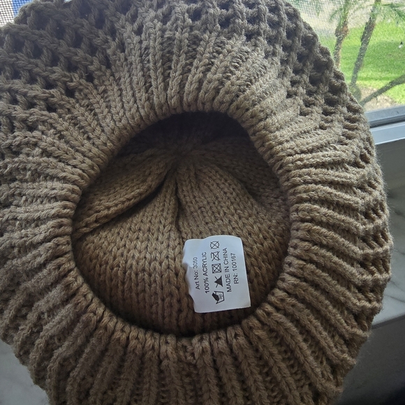 The Hat Depot Knit Slouchy Crochet Beret Hat, Khaki Color, Lined. 100% Acrylic - Picture 5 of 5